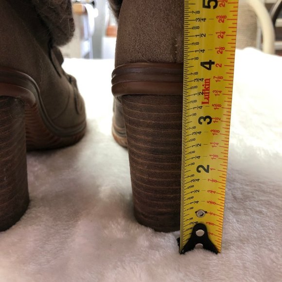 PAJAR Winter Fleece Lined Taupe Block Heel Fold Over Booties Size 8 - Picture 11 of 11